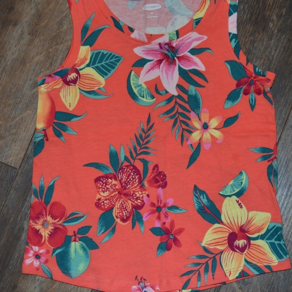 Old Navy Orange Tank Top w/Flowers